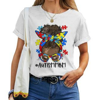 African Black Autism Mom Afro Mother Autism Awareness Women T-shirt - Seseable