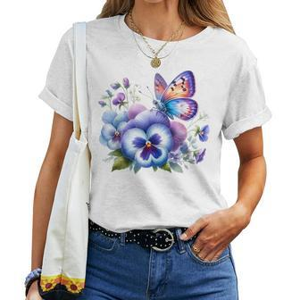 Alzheimer Viola Floral Pansy Dementi Alzheimer's Awareness Women T-shirt - Seseable