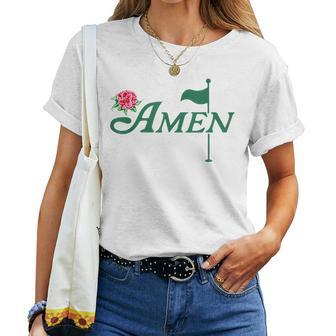 Amen Master Golf Azalea Tournament Pink Golfing Girl Flower Women T-shirt | Mazezy DE