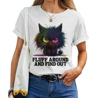 Angry Black Tie Dye Cat Fluff Around And Find Out Women Women T-shirt - Seseable