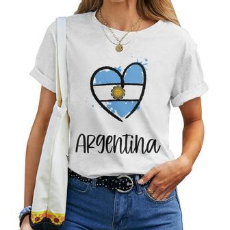 Argentina Heart Flag Cool America Spanish Argentinian Women T-shirt - Monsterry UK