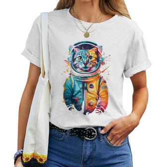 Astronaut Weltraum Katze Mama Papa Männer Kind Bunt Astronaut Weltraum T-shirt Frauen - Geschenkecke