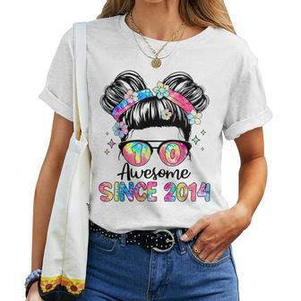 Awesome Since 2014 10 Year Old Tie Dye 10Th Birthday Girl Women T-shirt - Seseable