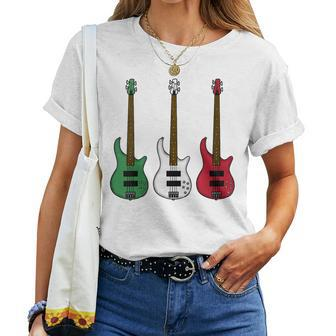 Bass Guitar Italian Flag Bassist Musician Italy Women T-shirt - Monsterry