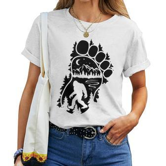 Bigfoot Sasquatch Footprint In The Mountains For Women Women T-shirt - Monsterry AU