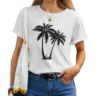 Black White Palm Trees Summer Sun Beach Men Women T-shirt - Monsterry