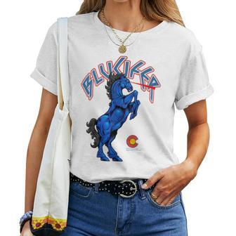 Blucifer The Demon Horse At Denver Airport Colorado Women T-shirt - Monsterry