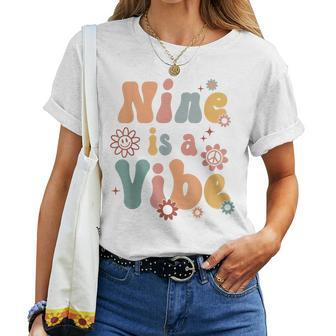 Boho Nine Is A Vibe Cute 9Th Birthday Girl Boy Women T-shirt | Mazezy