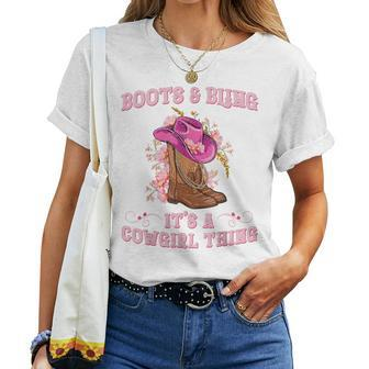 Boots And Bling Its A Cowgirl Thing Rodeo Love Country Girls Women T-shirt - Thegiftio UK