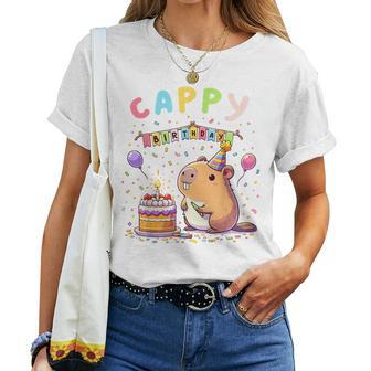 Cappy Birthday Capybara Lovers Girl Boy Happy Birthday Party Women T-shirt - Seseable
