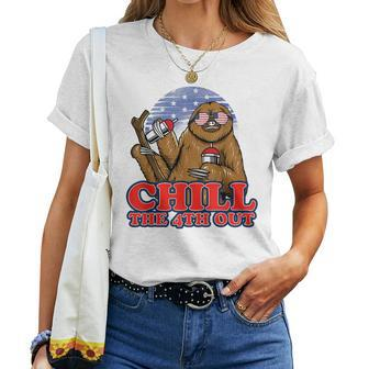 Chill The Fourth Out 4Th Of July Sloth Women T-shirt - Monsterry