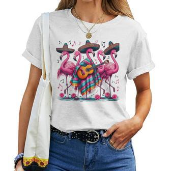 Cinco De Mayo Mexican Fiesta Flamingo Guitar Poncho Sombrero Women T-shirt | Mazezy UK