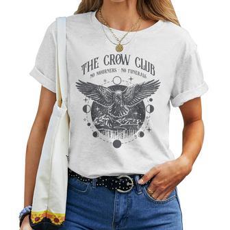 Crow Club No Mourner No Funeral Retro Celestial Bookworm Women T-shirt - Monsterry