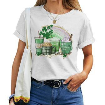 Cute Coffee St Patrick's Day Lucky Latte Green Costume Women T-shirt - Seseable