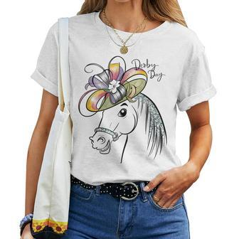 Cute Horse 150Th Derby Day 2024 Horse Racing Fascinator Hat Women T-shirt | Mazezy DE