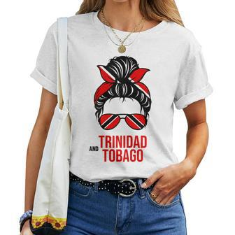 Cute Trinidad And Tobago Messy Bun Trinidadian Wife Mom Girl Women T-shirt - Monsterry CA