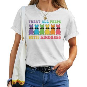 Fun Treat All Peeep With Kindness Bunny Rabbit Easter Women T-shirt - Seseable
