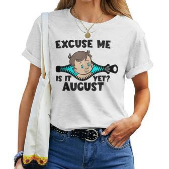Is It August Yet Baby Boy Pregnancy Announcement Mom Women T-shirt - Seseable