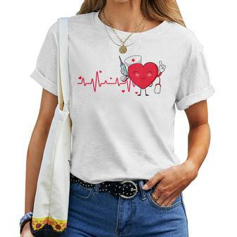 Heart Rn Cna Icu Scurb Nurse Doctor Valentines Day Women T-shirt | Mazezy CA