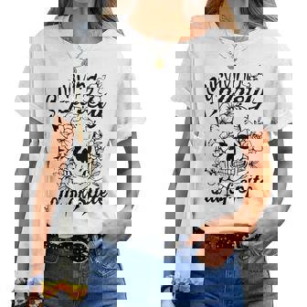 Surviving Purely Out Of Spite Sarcastic Skeleton Humor Women T-shirt | Mazezy