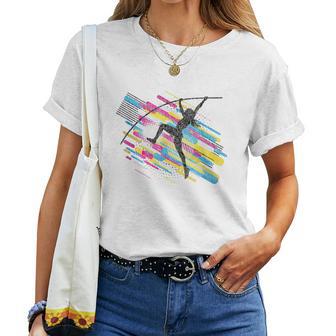 Girl Pole Vault Retro Colors Fun Pole Vaulting Women T-shirt - Monsterry UK