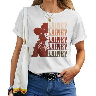 Girl Retro First Name Lainey Personalized Cowgirl Party Women T-shirt - Seseable