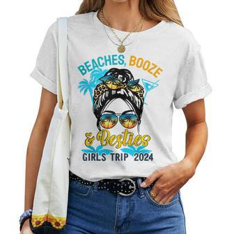 Girls Trip 2024 For Weekend Beaches Booze And Besties Women T-shirt - Seseable