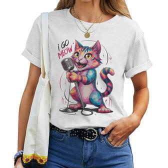 I Go Meow Colorful Singing Cat Women T-shirt - Monsterry