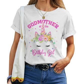 Godmother Of The Birthday Girl Unicorn Lashes Women T-shirt - Monsterry