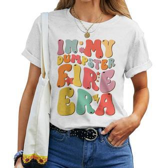 Groovy In My Dumpster Fire Era Lil Dumpster On Fire Bad Day Women T-shirt - Monsterry