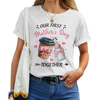 Groovy Our First Mother's Day Coffee Baby Milk Bottle Women Women T-shirt - Monsterry CA