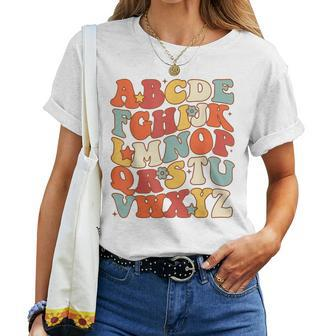 Groovy Letters Alphabet Learn Abcs Boy Girl Reading Teacher Women T-shirt - Monsterry DE