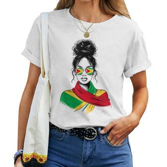 Guyana Messy Bun Proud Patriotic Guyanese Ns Women's Women T-shirt - Seseable