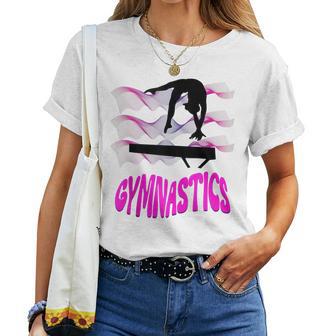 Gymnastics Girl Balance Beam Colorful Swirls Women T-shirt - Monsterry UK