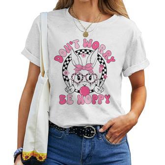 Happy Easter Groovy Bunny Face Don't Worry Be Hoppy Women Women T-shirt - Thegiftio UK