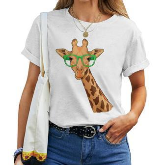 Hipster Giraffe Glasses Zoo Animal African Safari Women T-shirt - Monsterry