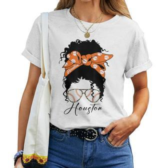 Houston Messy Bun Souvenir I Love Houston Women Women T-shirt - Thegiftio UK