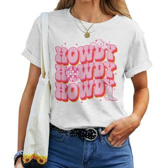 Howdy Southern Western Girl Country Rodeo Pink Cowgirl Disco Women T-shirt | Mazezy CA