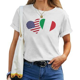 Italy Usa Flag T Heart Italian American Love Women T-shirt - Monsterry UK