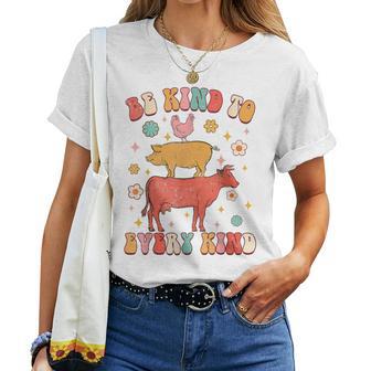 Be Kind To Every Kind Animal Lover Vegan Vegetarian Groovy Women T-shirt - Monsterry CA