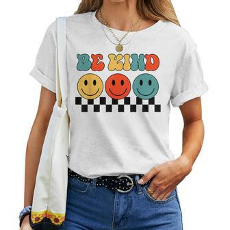 Be Kind Retro Groovy Checkered Inspirational Women T-shirt - Monsterry