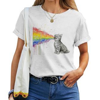 Kitten Rainbow Vomit Rainbow Cat Women T-shirt - Monsterry