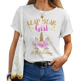 Leap Year Girl Unicorn Leap Day Girl Leap Year Birthday Women T-shirt - Seseable