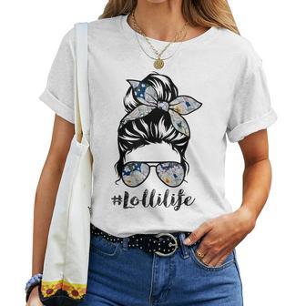 Lolli Life Messy Hair Bun Floral Mother's Day Women T-shirt - Monsterry UK