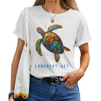 Longboat Key Fl Florida Souvenir Vintage Tribal Sea Turtle Women T-shirt - Monsterry DE