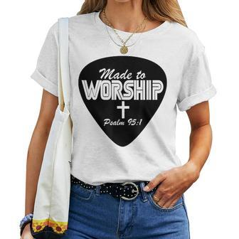 Made To Worship Guitar Pick Christian Cross Graphic Women T-shirt - Monsterry DE