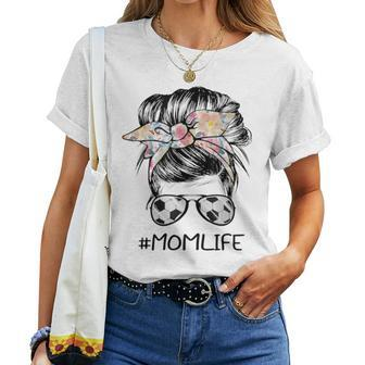 Mom Life Soccer Mom Messy Bun Women T-shirt - Monsterry UK