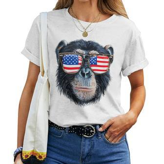 Monkey American Flag Monkey Lovers Mom Dad 4Th Of July Women T-shirt - Monsterry DE