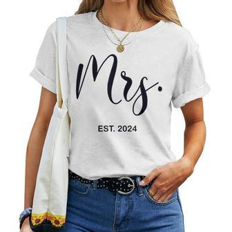 Mrs Est 2024 Just Married Wedding Wife Mr & Mrs Women Women T-shirt - Monsterry