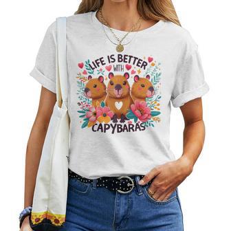 Niedliche Drei Baby Capybara Haustier Für Mädchen Damen T-shirt Frauen - Geschenkecke